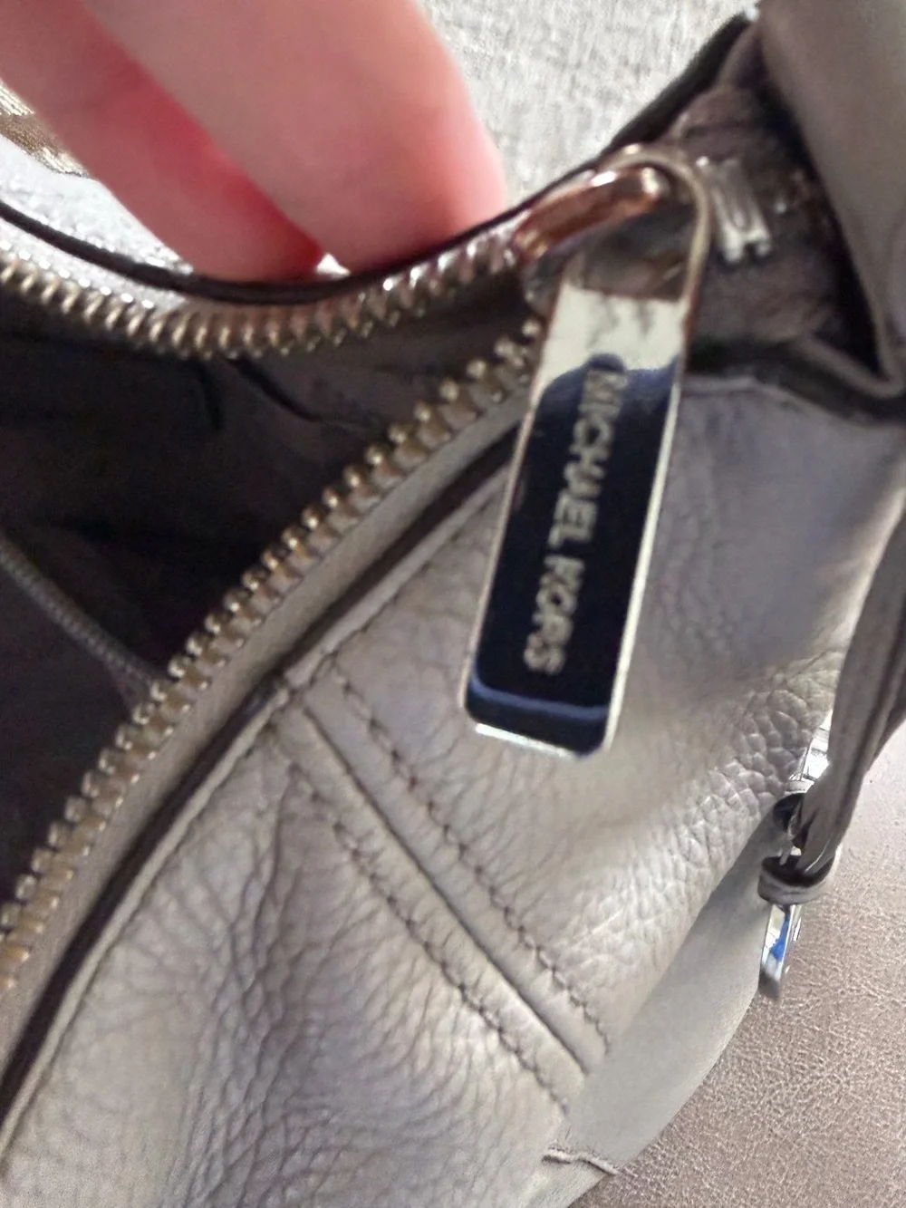 Michael Kors Silver Metallic Leather Hobo Shoulder Bag Large